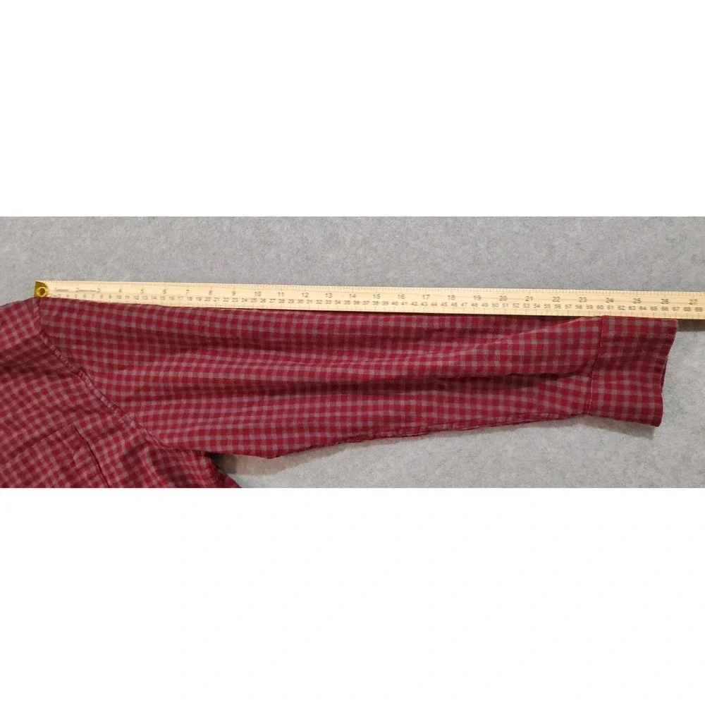 Lucky Brand Handcrafted Classic Fit Red‎ Gray Button Up Long Sleeve Size XL